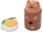 Bear-shaped pencil sharpener and orange-shaped eraser