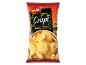 Crisps with jamón flavour in a red and black bag, with a bowl of crisps.