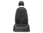 Black car seat cover with headrest and ribbed backrest.