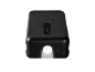 Black power bank with an integrated flashlight and charge indicator.