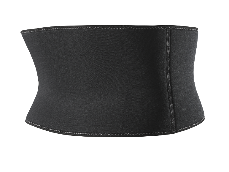 Black waist trainer with visible seams.