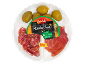 Tapas platter with olives, fuet, and serrano ham, 80g.