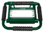 Green LED work light with black handles and bright white light.