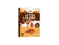 Box of salted caramel pillows cereal with milk splash and nutritional information.