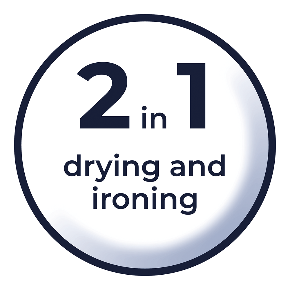 Label 2 in 1: drying and ironing.