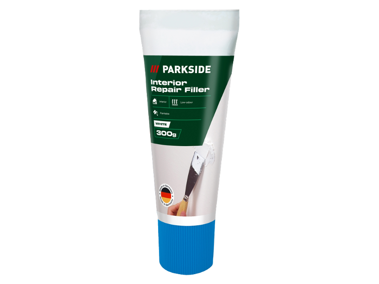 Tube of 300g interior repair filler, white and paintable.