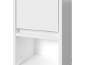White shelf with a closed upper compartment and an open lower compartment.