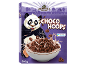 Chocolate cereal box with a panda, a bowl of cereal with milk, and a Fairtrade logo.