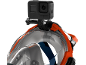 Full-face snorkeling mask with an action camera mounted on top