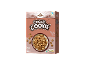 A box of choco cookie cereal with a bowl of cereal and farm illustration.