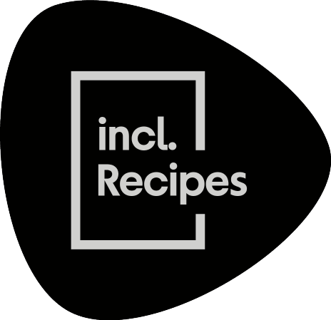 Seal with the text 'incl. Recipes' within a frame.