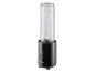 Black personal blender with a transparent cup and blending blades.