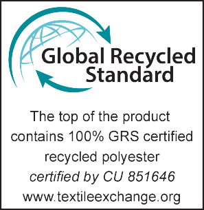 Global Recycled Standard certificate: The top of the product contains 100% GRS certified recycled polyester, certified by CU 851646.