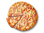 Hawaiian pizza with ham and pineapple, with a slice cut out.