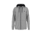 Grey men's zip-up hoodie with a hood and a black logo.