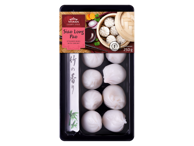 Siao Long Pao steamed buns with shrimp, 2 portions, 250g, keep refrigerated.