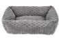 Grey plush pet bed with a textured, honeycomb-like pattern