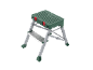 Green and silver foldable step stool with anti-slip feet and steps.