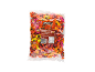 Halloween chewy sweets in a clear bag, featuring a pumpkin character and nutritional information.