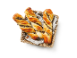 Chocolate twists in a wicker basket with a cloth.