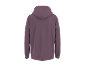Back view of a plain purple hoodie with a hood and long sleeves.