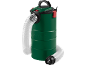 Green ash vacuum cleaner with white flexible hose and black handle