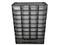 Small parts organizer with transparent drawers, ideal for storing tools and screws.