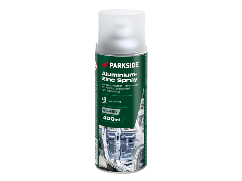 400 ml silver aluminium-zinc spray for corrosion protection and quick-drying.