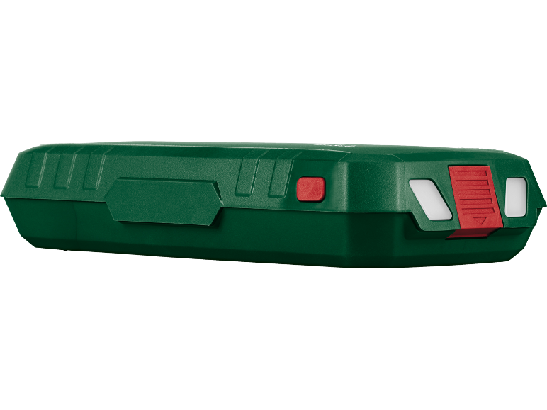 Green toolbox with red and white details.
