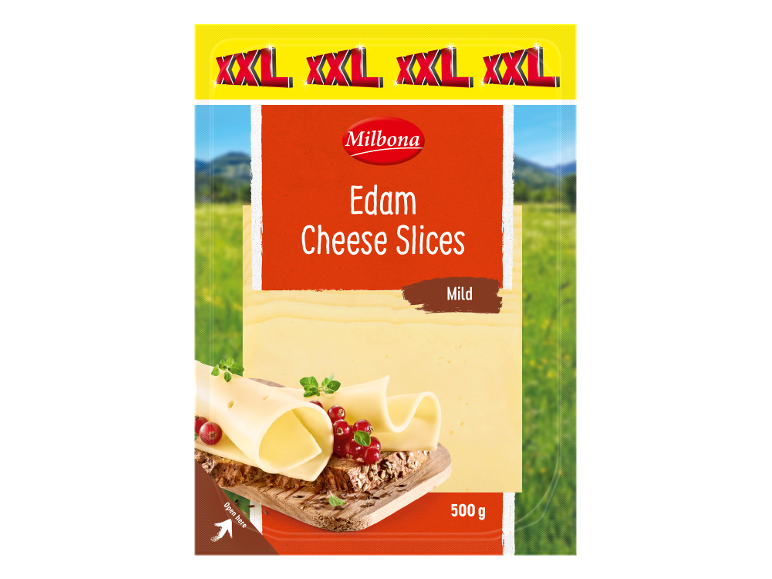 XXL pack of mild Edam cheese slices, 500 g.