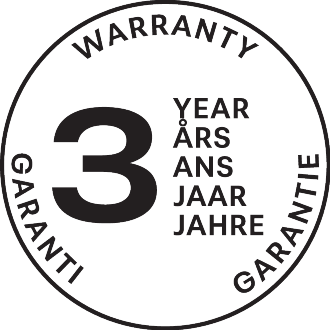 3-year warranty seal.