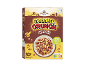 Caramel Crunch cereal box with crunchy cereals, cocoa, and caramel, showing 39% whole grain and Nutri-Score B.