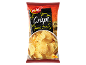 Crisps with jamón flavour in a red and black bag, with a bowl of crisps.