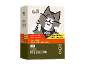 Cat food box with a cartoon cat, featuring gourmet pâté selection for adult cats.
