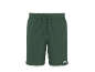 Dark green shorts with a white stripe and drawstring.