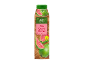 Bottle of pink guava nectar with Thai style and Vegan label, 1 liter.
