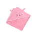 Pink baby hooded towel with an embroidered animal face.