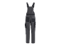 Dark grey work overalls with pockets and straps, back view.