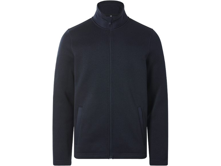Dark blue men's zip-up fleece jacket