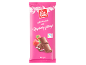 Milk chocolate bar with raspberry fillings, featuring a Fairtrade logo.
