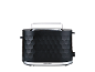 Black toaster with a hexagonal design and silver details