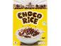 Choco Rice cereal box with a bowl of cereal and milk, showing nutritional information.