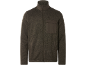 Dark brown men's zip-up fleece jacket with a stand-up collar and pockets.