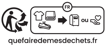 FR: Textile and shoe recycling symbol to a collection point or donation. quefairedemesdechets.fr