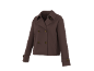 Brown women's short jacket with double-breasted fastening and tortoiseshell buttons.