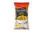 Bag of BBQ flavour maize snacks, with a bowl of snacks.