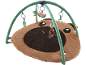 Baby play mat shaped like a brown bear with a green arch and hanging toys.