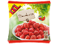 Bag of 1 kg frozen strawberries, with indications for smoothies and thawing.