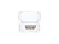 Open clear case with two rows of metal bits.
