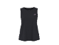 Black women's sports tank top with a small pink logo